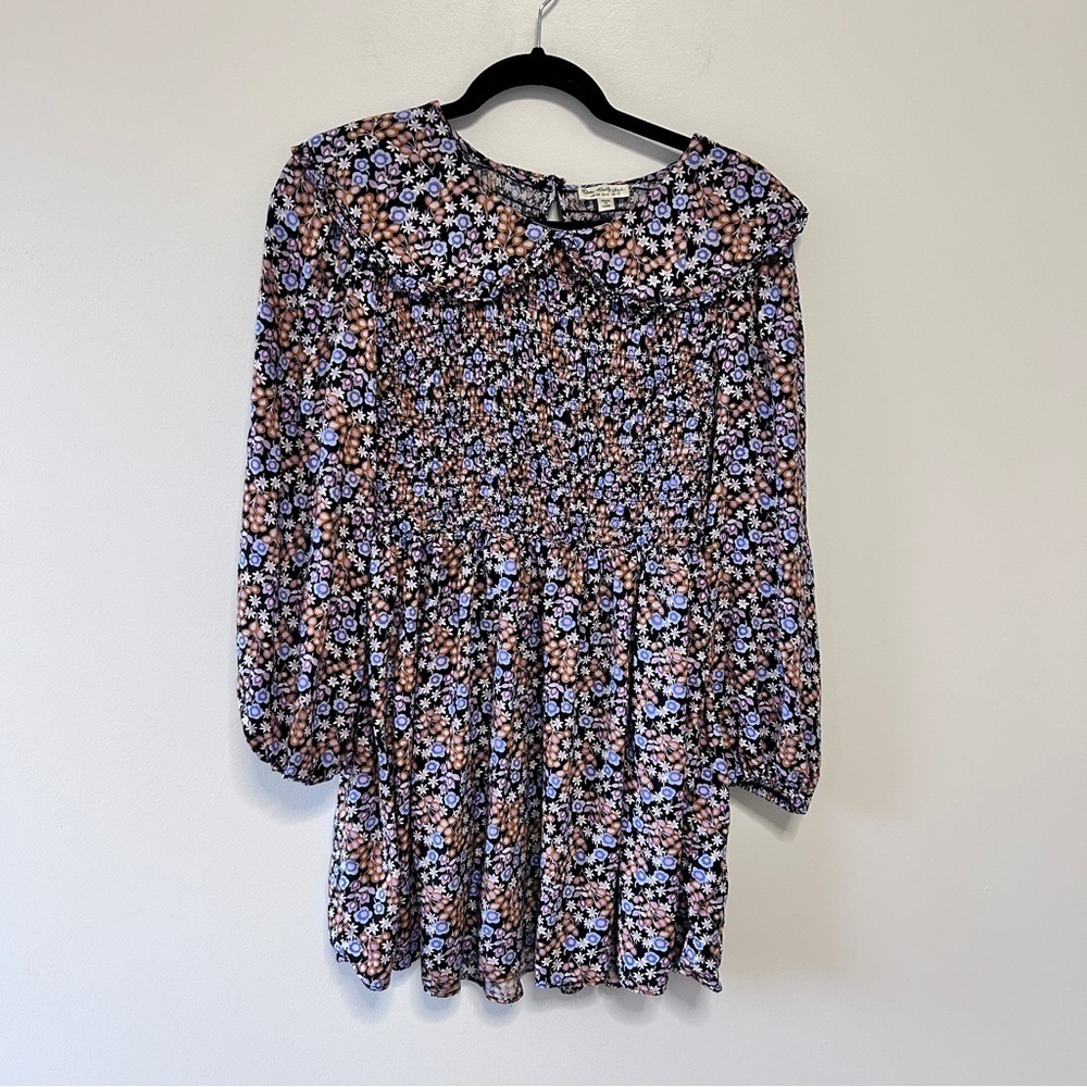 Miss Selfridge Mini Dress 8 Ditsy Floral Black Brown